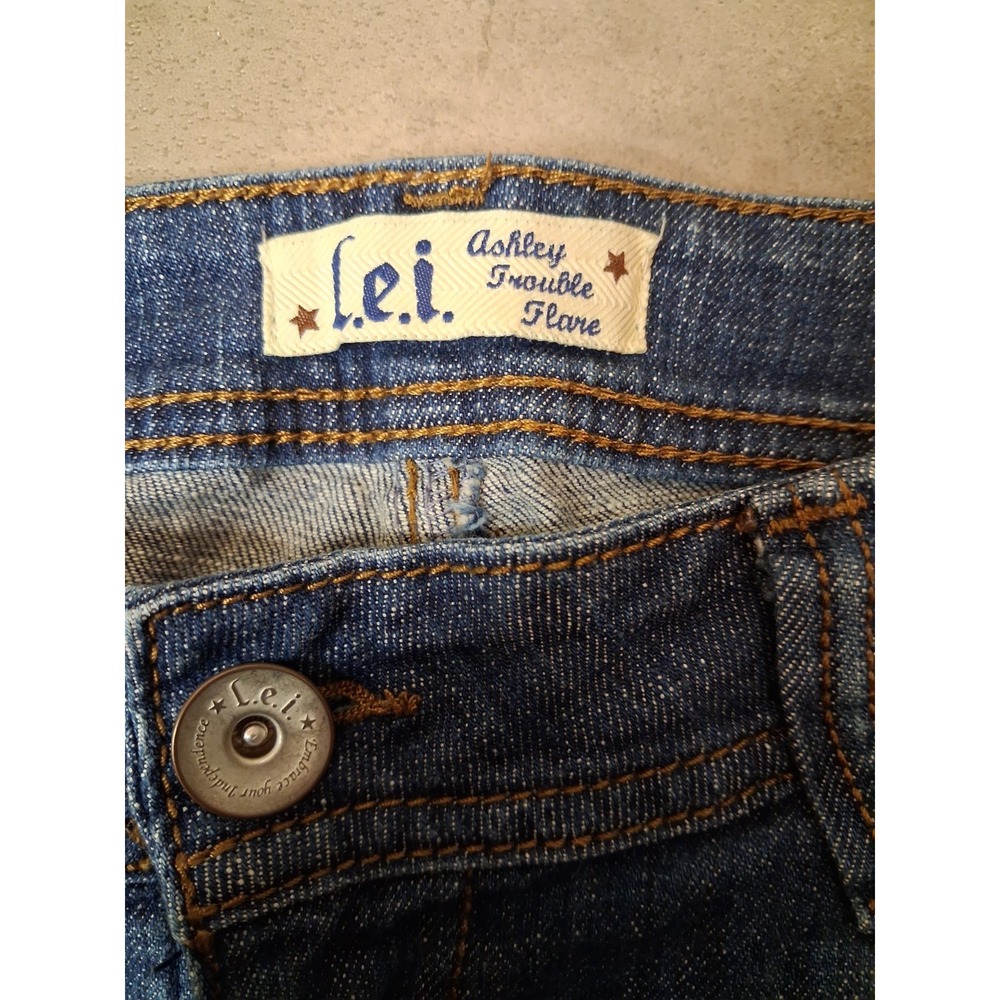 L.E.I. Juniors Ashley Trouble Flare Jeans Size 13 Y2K Vintage - Picture 5 of 10